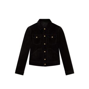 Pánské Svrchní Oblečení Tom Ford Cashmere Semišové Western Jacket Černé | 659140-RSF