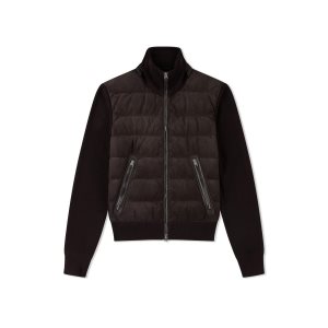 Pánské Svrchní Oblečení Tom Ford Down Semišové Front Zip Through Ebony | 628431-JBT