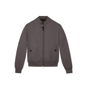 Pánské Svrchní Oblečení Tom Ford Fine Poplin Harrington Blouson Ebony | 590174-OAL