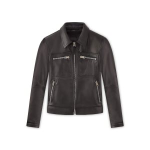 Pánské Svrchní Oblečení Tom Ford Icon Læder Zip Blouson Černé | 079215-VDK