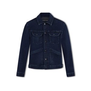 Pánské Svrchní Oblečení Tom Ford Japanese Selvedge Denim Jacket Indigo | 309745-QAD