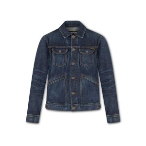Pánské Svrchní Oblečení Tom Ford Japanese Selvedge Stretch Denim Jacket Worn Ink | 728409-PAZ