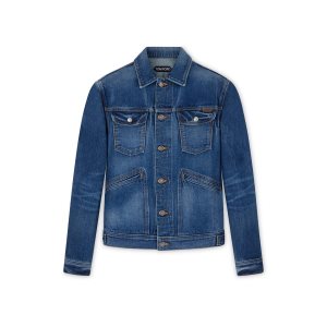 Pánské Svrchní Oblečení Tom Ford Japanese Selvedge Denim Jacket Indigo | 840971-KVS