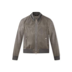 Pánské Svrchní Oblečení Tom Ford Light Semišové Track Bomber Tmavě Šedé | 257314-ZPW