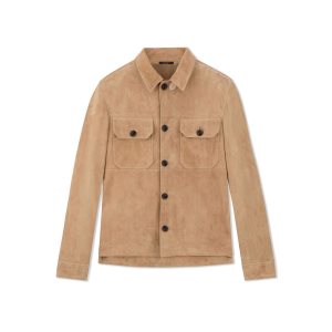 Pánské Svrchní Oblečení Tom Ford Light Semišové Outershirt Hnědé | 785631-XWF