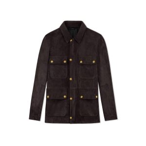 Pánské Svrchní Oblečení Tom Ford Light Semišové Field Jacket Ebony | 986241-QAH