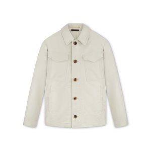 Pánské Svrchní Oblečení Tom Ford Military Bavlněné Outershirt Bílé | 642137-RZT