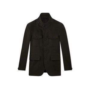 Pánské Svrchní Oblečení Tom Ford Moleskin Military Jacket Šedé Zelene | 037245-IST