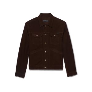 Pánské Svrchní Oblečení Tom Ford Moleskin Slim Fit Jacket Tmavě Hnědé | 803597-ORM