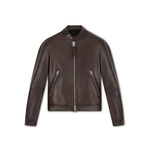 Pánské Svrchní Oblečení Tom Ford Nappa Plonge Cafe Racer Tmavě Hnědé | 813726-XIT