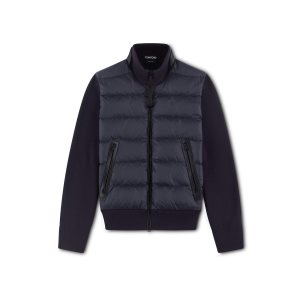 Pánské Svrchní Oblečení Tom Ford Nylon Down Front Merino Blouson Tmavě Blankyt | 219074-XQF