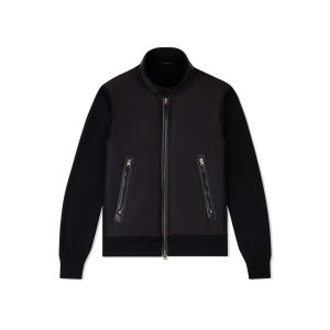 Pánské Svrchní Oblečení Tom Ford Nylon Front Harrington Zip Through Černé | 164385-QLX