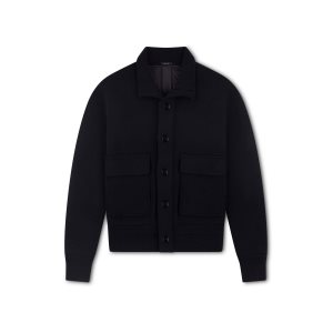 Pánské Svrchní Oblečení Tom Ford Nylon-lined Merino Button Through Blouson Černé | 019382-LCU