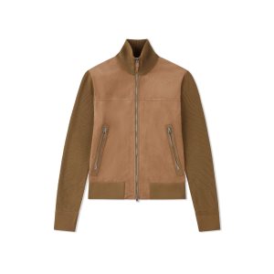 Pánské Svrchní Oblečení Tom Ford Semišové Front Zip Through Hnědé | 052184-TAH