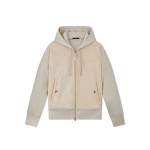 Pánské Svrchní Oblečení Tom Ford Semišové Front Hoodie Buff | 826390-XZB