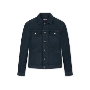 Pánské Svrchní Oblečení Tom Ford Twill Denim Jacket Indigo | 572816-UYG