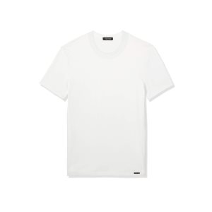 Pánské Tričko Tom Ford Bavlněné Crewneck Bílé | 039715-LWA