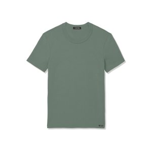 Pánské Tričko Tom Ford Bavlněné Crewneck Seafoam | 946750-QKX