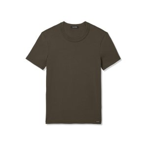 Pánské Tričko Tom Ford Bavlněné Crewneck Zelene | 120569-PUF