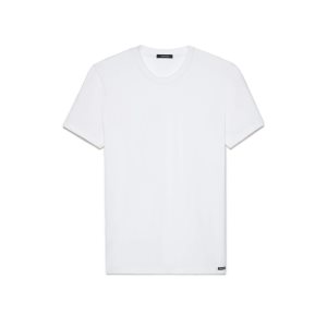 Pánské Tričko Tom Ford Bavlněné Modal Crewneck Bílé | 173685-PEK