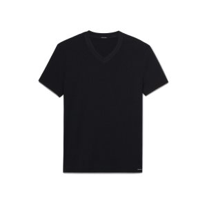 Pánské Tričko Tom Ford Bavlněné V-neck Černé | 450892-BOT