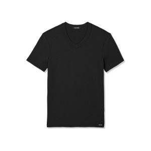 Pánské Tričko Tom Ford Bavlněné V-neck Černé | 729413-NWR