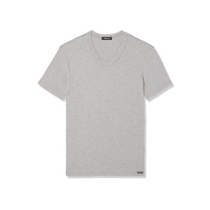 Pánské Tričko Tom Ford Bavlněné V-neck Šedé | 471692-SNK