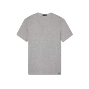 Pánské Tričko Tom Ford Bavlněné V-neck Šedé | 816079-KPQ