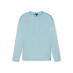 Pánské Tričko Tom Ford Silk Pajama Henley Blankyt | 231697-VCK