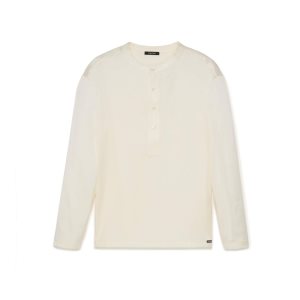 Pánské Tričko Tom Ford Silk Pajama Henley Bílé | 384219-GAU