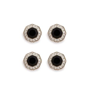 Pánské Šperky Tom Ford Diamond Onyx Octagon Studs Bílé Zlaté Černé | 923548-QOX