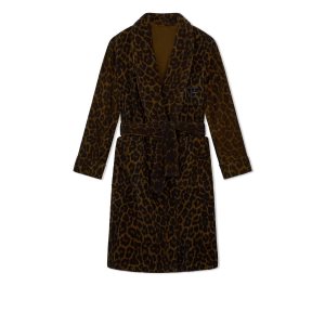 Pánské Župany Tom Ford Leopard Printed Towelling Shawl Collar Tmavě Hnědé | 265107-TJY