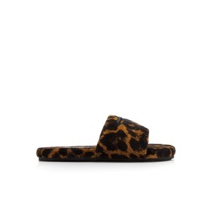 Dámské Baleríny Tom Ford Leopard Towelling Harrison Slides Černé | 247108-DIT