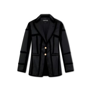 Dámské Bundy Tom Ford Bavlněné Velvet Patchwork Černé | 146298-YPT