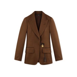 Dámské Bundy Tom Ford Hopsack Tailoring Padlock Pecan | 285349-FJR