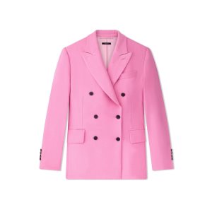 Dámské Bundy Tom Ford Soft Fluid Twill Růžové | 136098-IZK