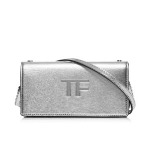 Dámské Clutch Taška Tom Ford Metallic Palmellato Tf Stříbrné | 369724-VQO