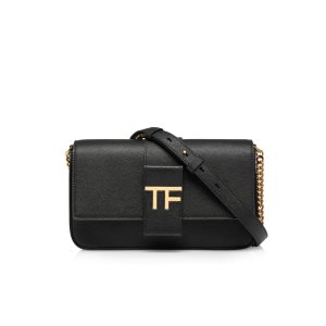 Dámské Crossbody Kabelky Tom Ford Grain Læder Tf Chain Černé | 507692-GOD