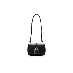 Dámské Crossbody Kabelky Tom Ford Læder 001 Lock Mini Flap Černé | 071253-COL