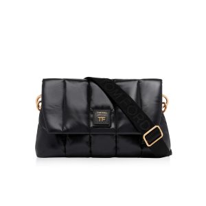 Dámské Crossbody Kabelky Tom Ford Prošívaný Nylon Puffy Medium Label Černé | 740829-OIJ
