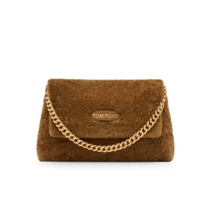 Dámské Crossbody Kabelky Tom Ford Shearling Label Medium Chain Hnědé | 246513-SJT