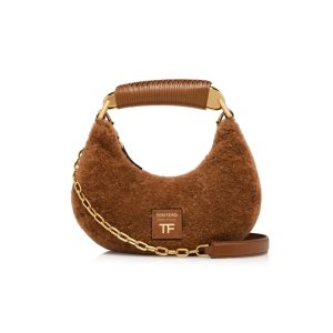 Dámské Crossbody Kabelky Tom Ford Shearling Bianca Mini Hobo Hnědé | 542063-VSE