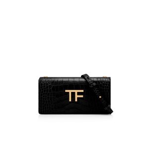 Dámské Crossbody Kabelky Tom Ford Shiny Stamped Crocodile Læder Tf Černé | 291086-BOI