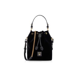 Dámské Crossbody Kabelky Tom Ford Velvet Disco Small Bucket On Chain Černé | 092764-EKC