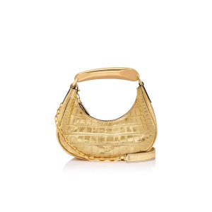 Dámské Kabelky Přes Rameno Tom Ford Metallic Stamped Crocodile Læder Bianca Mini Hobo Zlaté | 739540-XHM