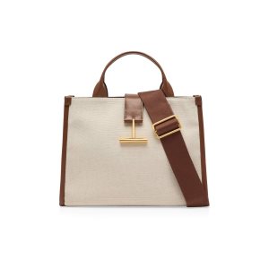 Dámské Kabelky Přes Rameno Tom Ford Platene And Læder Tara Medium Top Handle Hnědé | 186207-CUB