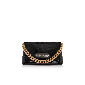 Dámské Kabelky Přes Rameno Tom Ford Sequin Embroidery Label Mini Chain Černé | 615839-IGP