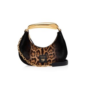 Dámské Kabelky Přes Rameno Tom Ford Shaded Calf Hair Animalier Bianca Mini Hobo Béžový Černé | 487591-EDT