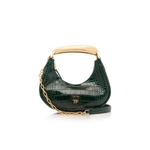 Dámské Kabelky Přes Rameno Tom Ford Shiny Stamped Crocodile Læder Bianca Mini Hobo Tyrkysové Zelene | 106928-UKZ
