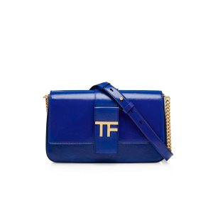 Dámské Kabelky Přes Rameno Tom Ford Shiny Textured Læder Tf Chain Ocean | 316498-EBS